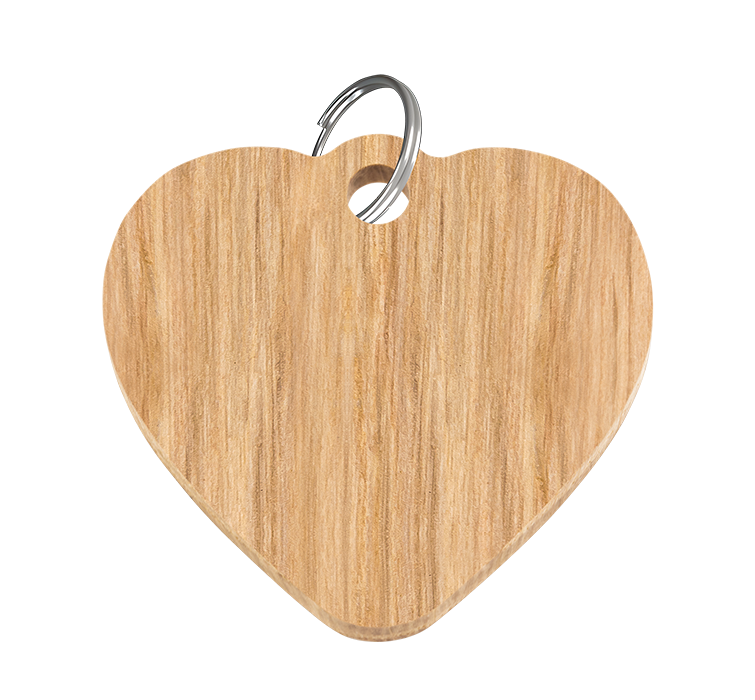 Médaille Chat en Bois Cœur Gravée