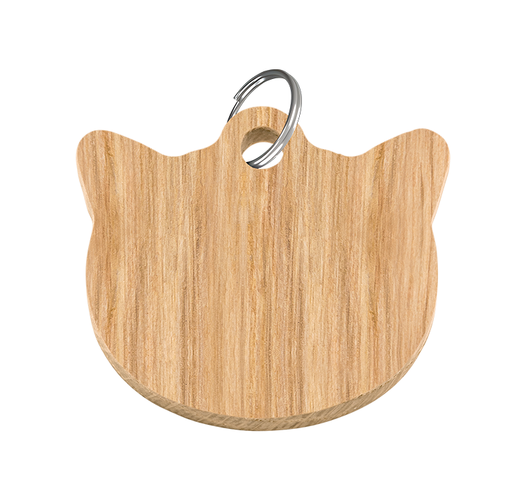 Médaille Chat en Bois Forme de Chat Gravée