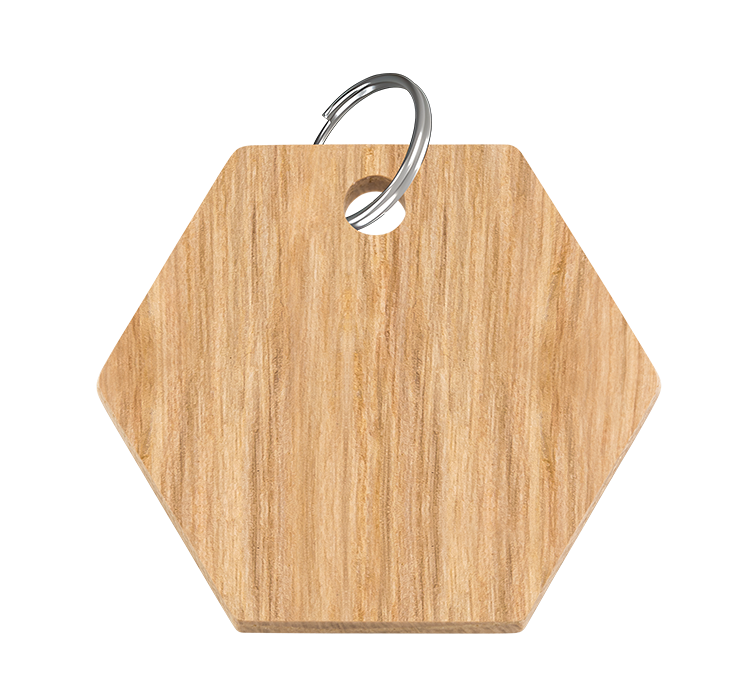 Médaille Chat en Bois Hexagone Gravée